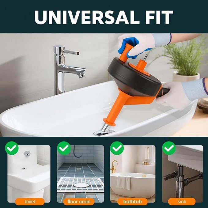 50 FT Drain Snake Hair Drain Clog Remover, Manual Or Powered, Plumbing Snake With Drill Adapte,Unclog Sink Drain Tool, Drain Auger for Toilet、Shower、Kitchen、Sink, No Auto Retract Or Feed, Orange