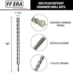 1-1/4 Inch x 18 Inch SDS Plus Rotary Hammer Drill Bit, Carbide Tipped for Brick, Stone, and Concrete (1-1/4" x 18")