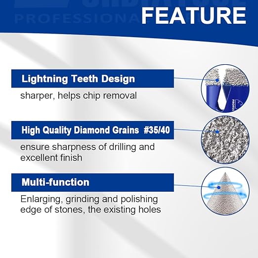 SHDIATOOL Diamond Tile Drill Bits Kit 13pcs, Porcelain Hole Saw Sets, Core Bits Cutter for Drilling Ceramic Marble Granite (6/8/10/20/25/35/50/75/100/20MM/2/SDS/HEX)