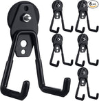 Landhoow Large Magnetic Hooks Heavy Duty Garage Magnet Hooks Strong Storage Utility Magnetic Hangers with Anti Slip Rubber Coating for Indoor and Outdoor Hanging(Black,6 Pcs)