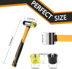 Rubber Mallet 16oz Fiberglass Handle White Rubber Mallet And 35mm Double-Faced Soft Mallet,Fiberglass Handle With Soft Grip for Flooring, Tent Stakes, Woodworking, Camping, Crafts