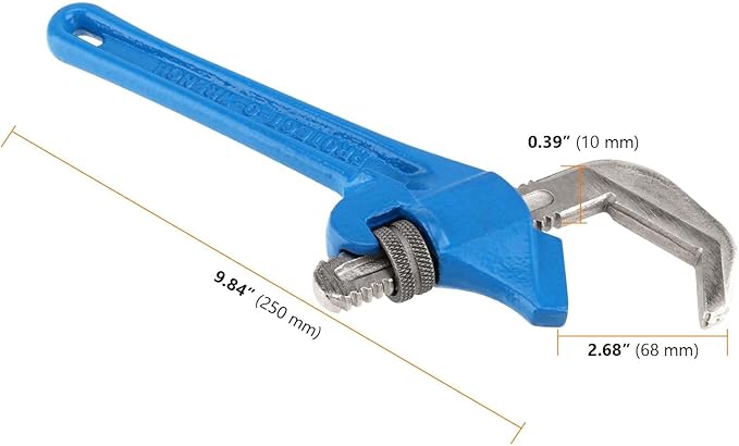 SEUNMUK 2 PCS 9-1/2 Inch Hex Offset Wrench, Offset Pipe Wrench Steel End Pipe Wrench Adjustable Plumbing Wrench Tools with Blue Handle