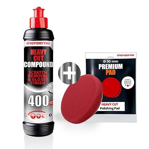 menzerna Scratch and Swirl Remover Kit I Car polishing Set with Menzerna Heavy Cut 400 and 3,5 Inch Polishing Pad I Deep Scratch Repair Kit for All Types of Vehicles