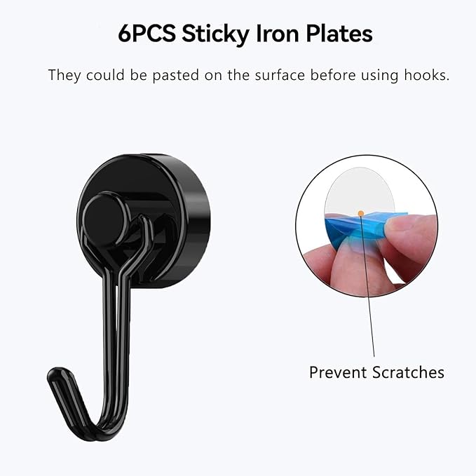 Tohoer Magnetic Hooks, Neodymium Magnets Hook Heavy Duty 30LBS with Rust Proof for Fridge, Refrigerator, Oven, Grill, BBQ, Key, Tools Holder, Utensil, Kitchen, Outdoor, Magnet for Hanging Wreaths