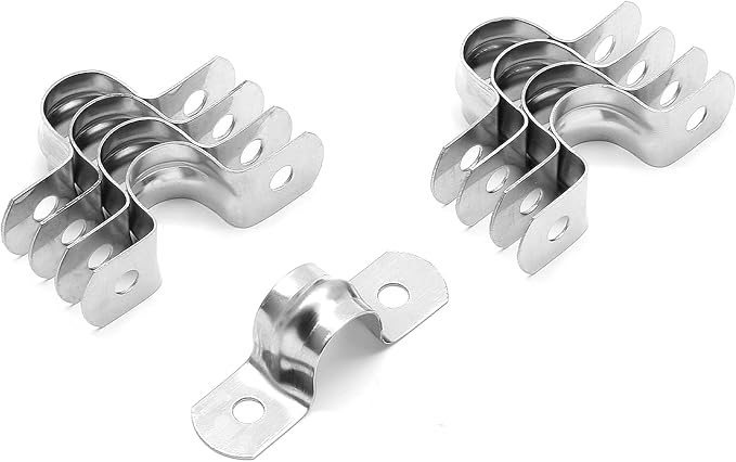 30Pcs 1/2 Inch Stainless Steel Conduit Clamps, Two Hole Strap U Bracket Rigid Pipe Strap Metal U Clamp Conduit Strap Tension Clips U-tube Clamp Heavy Duty