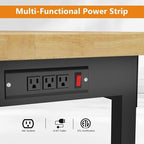 60" Work Bench with Wheels, Adjustable Height Workbench with Drawers, Heavy-Duty Work Table with Power Outlets, 2000 LBS Capacity Workstation for Garage, Workshop, Office, Home