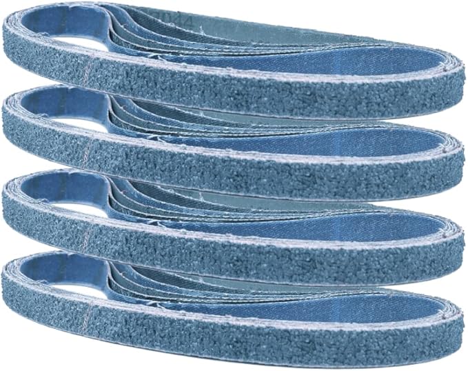 1/2 Inch X 18 Inch Sanding Belts, 4 each of 40/60/80/120 Grits, Blue Belt Sander Tool for Woodworking, Metal Polishing, Zirconia Sanding Belts (16 Pack)