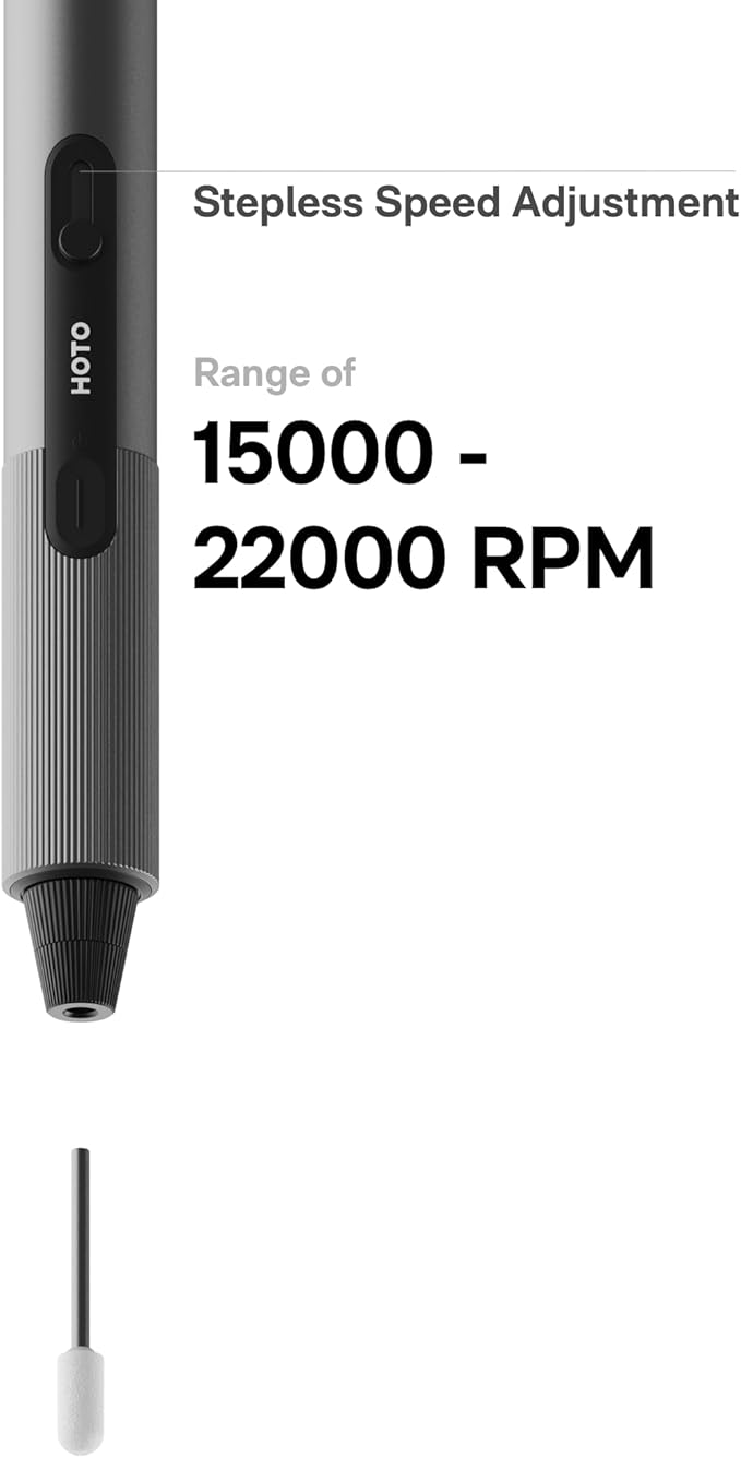 HOTO SNAPBLOQ™ R-A04 Mini Cordless Rotary Tool Kit 4V, Nex-gen Brushless Motor, 22000 RPM Variable Speed, 38 Accessories, Ideal for 3D Printer Sanding, Polishing, Drilling, Carving, DIY Crafts