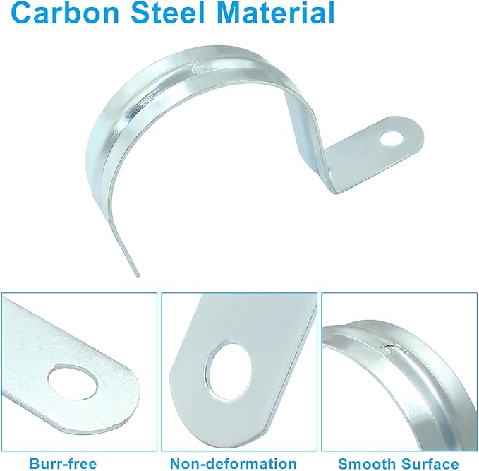 Biaungdo 12 Pcs M63 Rigid Pipe Strap, 2-1/2 Inch Zinc Plated Steel One Hole Strap Bracket Pipe Clamps Heavy Duty Conduit Clamps Tension Tube Clip Cable Clamp Hanger for Conduit, Pipe Fixing