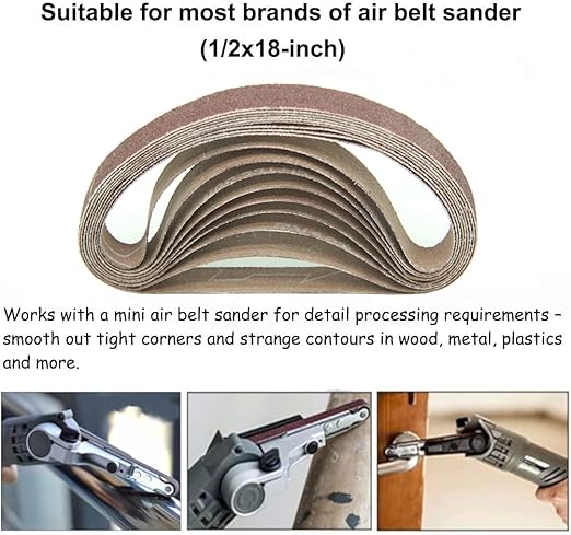 1/2 x 18 Inch Aluminum Oxide Sanding Belt, 30PCs Sanding Belt Set, 6 of Each 80/120/150/240/400 Assorted Grit, Abrasive Belts for Belt Sanders