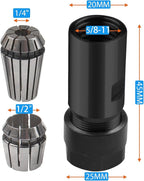 5/8"-11 Thread Angle Grinder Extension Shaft Set Electric Drill Conversion Collets Adapter Woodworking Tool Accessories Include Spring Collet 1/4" & 1/2" 3PCS Black