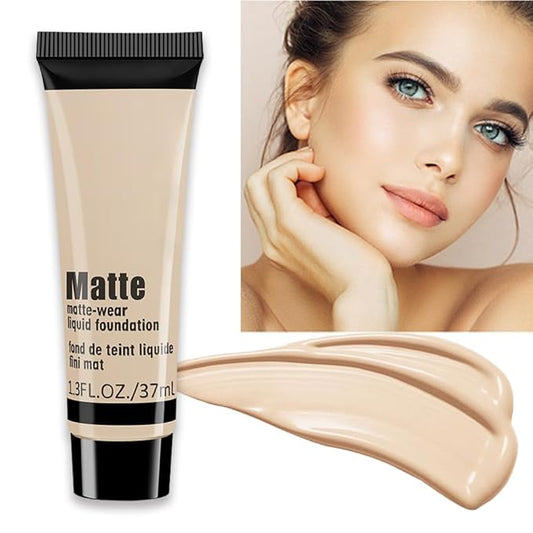 1 Pack Liquid Foundation Cream for Face Makeup,Durable Full Coverage Matte Concealer Make Up,Oil Control & Waterproof Base Primer -1 Fl.Oz (BEIGE 3#)-VeraVaultWomen