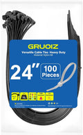 100 Pack Zip Ties 24 Inch Long Cable Ties Heavy Duty 70 Pounds Tensile Strength, Premium Plastic Wire Ties Straps Self-Locking Black Nylon Ties Wraps for Indoor and Outdoor
