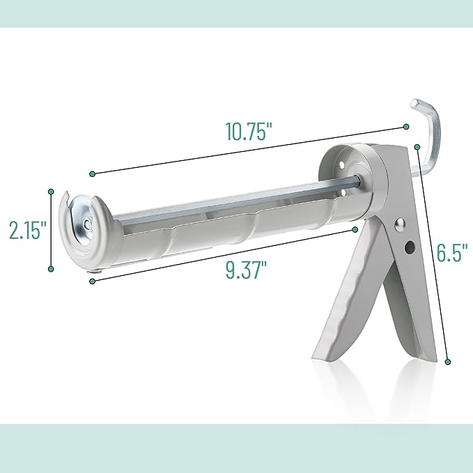 Bates- Caulking Gun, 10:1 Thrust Ratio, White, Caulking Tool Gun, Caulk Gun No Drip, Hand Caulking Guns, Silicone Gun, Caulking Gun Tool, No Drip Caulk Gun, Caulk Guns, Caulking Gun Dripless