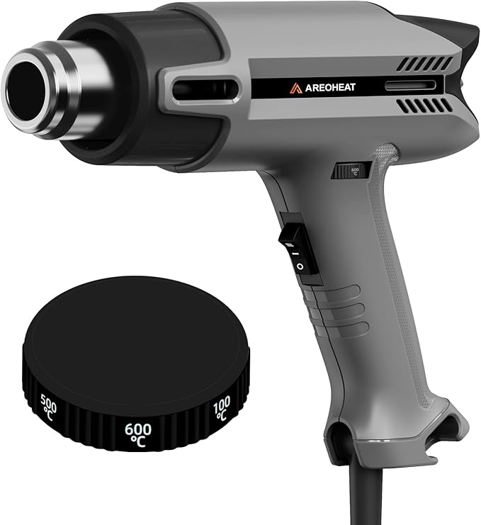 Heat Gun with 6 Precise Temperature Settings 100-600°C (212-1112°F) Fast Heating Hot Air Gun with 2 Settings Control, Speed-Up Cooling, Compact & Lightweight Design