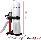 BUCKTOOL 1.2 HP Auto Start 750CFM Dust Collector with 3 Dust Collection Bag, 5.4 Cubic Bag Capacity and 5 PCS Reducer for Woodworking