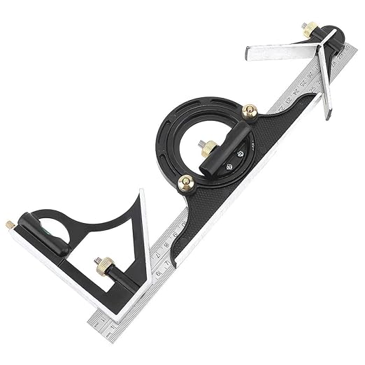 ChgImposs 12" Adjustable Sliding Combination Square Ruler & Protractor Level Measure Measuring Set, Inch/Metric