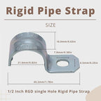 zinc plated steel pipe clamp,Steel Rigid Pipe,Holes Cable U Bracket Pipe Clamp,Electrical Conduit Straps (One Hole, 1/2 inch-100pcs)