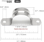 10Pcs 1-9/16 Inch Stainless Steel Conduit Clamps, Two Hole Strap U Bracket Rigid Pipe Strap Metal U Clamp Conduit Strap Tension Clips U-tube Clamp Heavy Duty