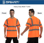High Visibility Class 3 T Shirts，Hi Vis Safety Shirts with Reflective Strips and Pocket, Short Sleeve Quick Dry Mesh Construction Work Shirt for Men/Women Orange,XL
