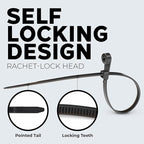 BEST CONNECTIONS Black Cable Ties – 1,000 Pcs Cable Zip Ties 8 Inch with Screw Down Hole for Mounting- Strong Nylon Wire Ties with 50 Lbs Tensile Strength – Cable Management Ties for Outdoor & Indoor