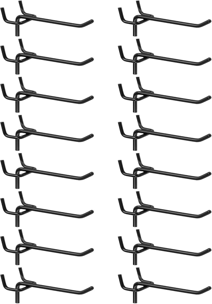 HARFINGTON 25pcs Pegboard Shelving Hooks 4" Stainless Steel Peg Board Display Hook Hanging Holders Wall Mount Organize Tools for Workbench Garage Kitchen Store, Black