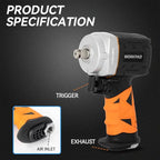 WORKPAD Air Impact Wrench, 1/2 Inch 750N.m, High Torque, Lightweight, 2.8 lbs, Twin Hammer, High Power