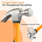 Hammer Set 4-Piece with Fiberglass Handle,1LB Dead Blow Hammer,16oz White Rubber Mallet,35mm Double-Faced Soft Mallet,16oz Claw Hammer for Flooring,Woodworking, Camping, Crafts