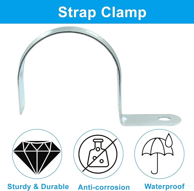 Biaungdo 12 Pcs M63 Rigid Pipe Strap, 2-1/2 Inch Zinc Plated Steel One Hole Strap Bracket Pipe Clamps Heavy Duty Conduit Clamps Tension Tube Clip Cable Clamp Hanger for Conduit, Pipe Fixing
