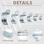 zinc plated steel pipe clamp,Steel Rigid Pipe,Holes Cable U Bracket Pipe Clamp,Electrical Conduit Straps (One Hole, 3/4 inch-50pcs)