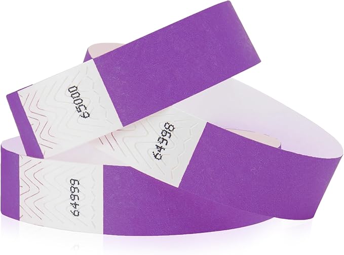 600 WristCo Purple Tyvek Wristbands for Events - Comfortable Tear Resistant Paper Bracelets ID Wrist Bands for Concerts Festivals Admission Party Identification