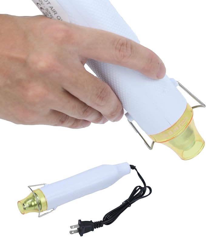 Heat Gun, 110V 300W Handed Hot Air Gun, 3.28FT Ultra-Long Cable Portable Heat Gun with Stand and Power Cord for Shrinking Wrapping PVC, DIY Embossing and Drying Paint (White)