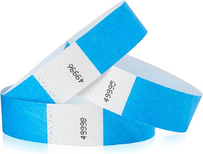 1,000 WristCo Neon Blue Tyvek Wristbands for Events - Tamper-Proof Design & Fluorescent Color Prevent Reuse Premium-Grade Bracelets for Hospital & Medical ID, Party & VIP Identification