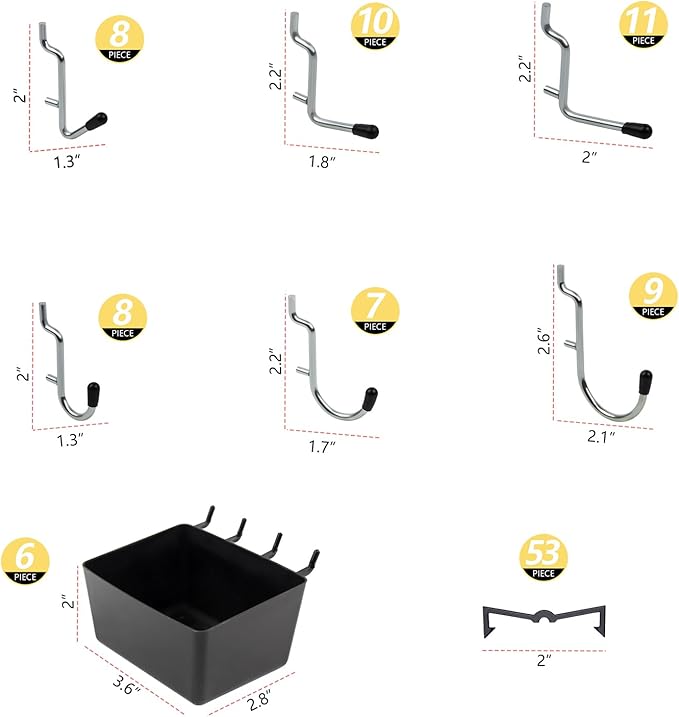 136PCS Metal Pegboard Hooks Organizer Kit for Organizing Various Tools - Heavy Duty 1/4" & 1/8" Pegboard Accessories with Pegboard Bins, Wall Mount Tool Storage for Garage, Workshop & Kitchen