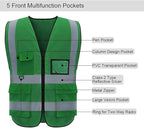 BeautyWill Custom Safety Vest Customized Logo Class 2 High Visibility Reflective Vest with Pockets Construction workwear
