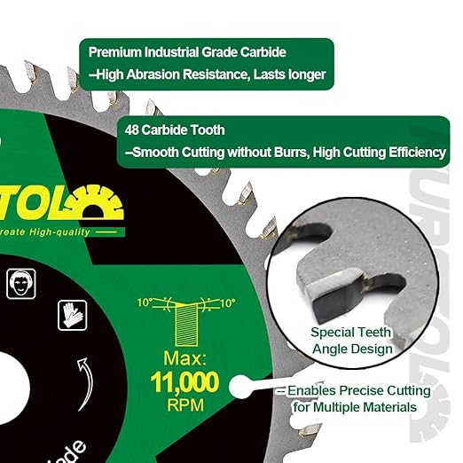 Circular Saw Blade 5-1/2 Inch - 48T ABT Wood Cutting Saw Blade with 5/8” Arbor for Wood, Plastic, Plywood, Particle Boards, Multilayer Boards(2 Pack)