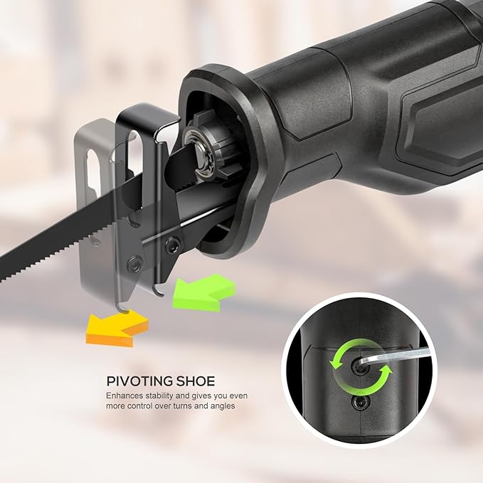 GALAX PRO 120V Reciprocating Saw, 6.0 Amp Variable Speed Corded Reciprocating Saw with1-1/8" Stroke Length, 2800RPM and 6" Max for Wood, Metal, PVC Pipe Cutting