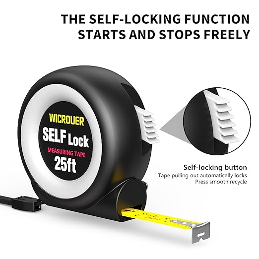 Tape Measure 25FT Self-Locking, Steel Made Retractable Measurement, Imperial/Metric Scale, MID Precision, Easy to Read, Used for Architects, Carpenters, Handicrafts. (25FT)