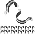 1-9/16 Inch Reinforced Rigid Pipe Strap, 20 PCS 2 Holes U Bracket Cable Clamp Hanger, Rubber Cushioned Insulated Clamp, Conduits Strap Clamps for Pipe Fixing on Various Surfaces(40mm)