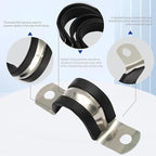 10PCS Reinforced Rigid Pipe Strap Clamp 3/4 Inch Conduit Clamp with Rubber Straps, Pipe Brackets for Mounting 2 Hole U Clamps Brackets Strap Hanger Tube Tension Clips Heavy Duty
