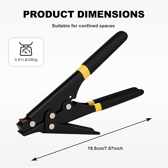 Zip Tie Tool, Tensioning and Cutting Tool for Fastening and Cutting Plastic or Nylon Cable Tie, Cable Tie Gun for Cable Management, Zip Tie Tightener with Ergonomic and Portable Design