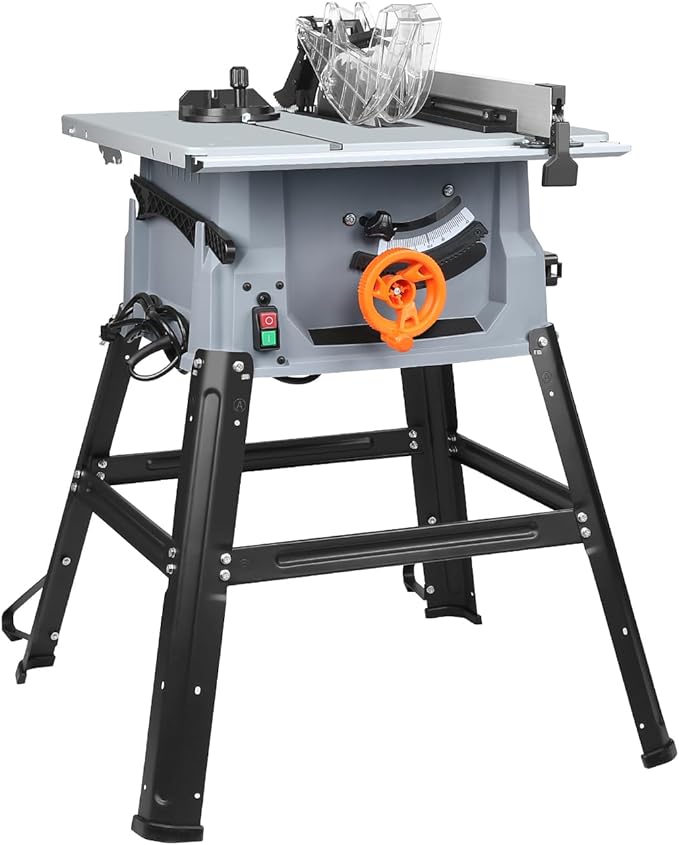Generic Table Saw 10 Inch, 5500 RPM 15A Powerful Table Saw with Protective Cover, 254 x 15.8 x 24T Blade, 0-45°Cutting Range for Metal, Woodworking, Plastic