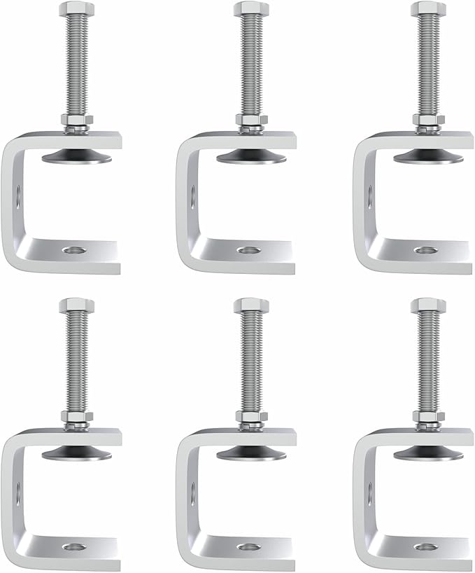 1.2 Inch Stainless Steel Heavy-Duty Clamp, Stainless Steel C-Shaped Clamp with 1-Inch Opening, Suitable for Woodworking Bonding, Cutting and Installation. 6pcs