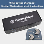 Concrete Floor Grinding Discs, Diamond Metal Grinding Tooling for Lavina Grinders, Concrete Preparation & Thin Epoxy Remove, Double Arrow Segments 30/40 Grit Medium Bond, Pack of 9