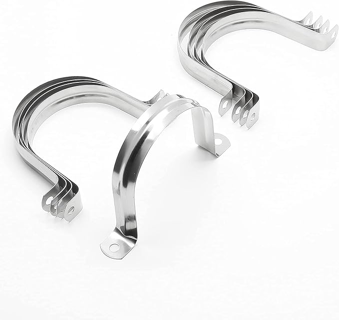 10Pcs 3 Inch Stainless Steel Large Conduit Clamps, Two Hole Strap U Bracket Rigid Pipe Strap Metal U Clamp Conduit Strap Tension Clips U-tube Clamp Heavy Duty