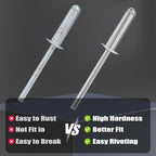 (60Pcs) 1/4" x5/8" Aluminum Blind Rivets, 6.3 x 16mm Pop Rivets,Rivets for Metal,Silver-(VG10114)