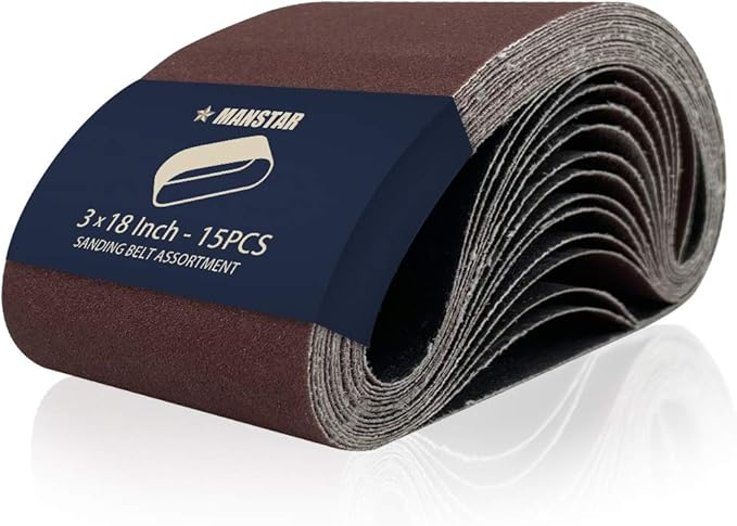 15 Pcs 3 x 18 Inch Assorted Aluminum Oxide Sanding Belt,80/120/150/240/400 Grit