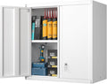 GREATMEET Locking Metal Wall Cabinet, Metal Wall Cabinets for Garage, Wall Mount Cabinet with Lock, Upper Cabinets Wall Mounted, Hanging Utility Cabinet with Adjustable Shelf