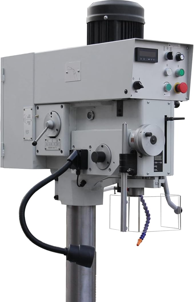 KAKA INDUSTRIAL Geared Head Drill Press, 2.2kW 220V 1-Phase,DP-40 Powerfeed and Auto Downfeed, 1.57 inch(40mm) Max Drilling, MT4 Taper, Digital RPM/DRO, Cast Iron Benchtop