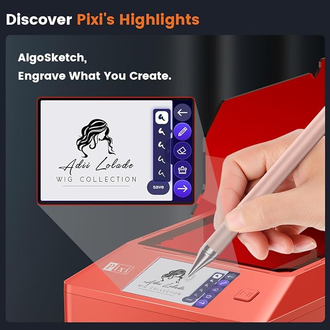 AlgoLaser 3W Laser Engraver Machine: Portable & Smart with 3.5" Touch Screen, Hand Drawing/Wireless/SD Card/Offline Engraving, AlgoOS 2.0 Self Developed System for Wood, Acrylic, Leather